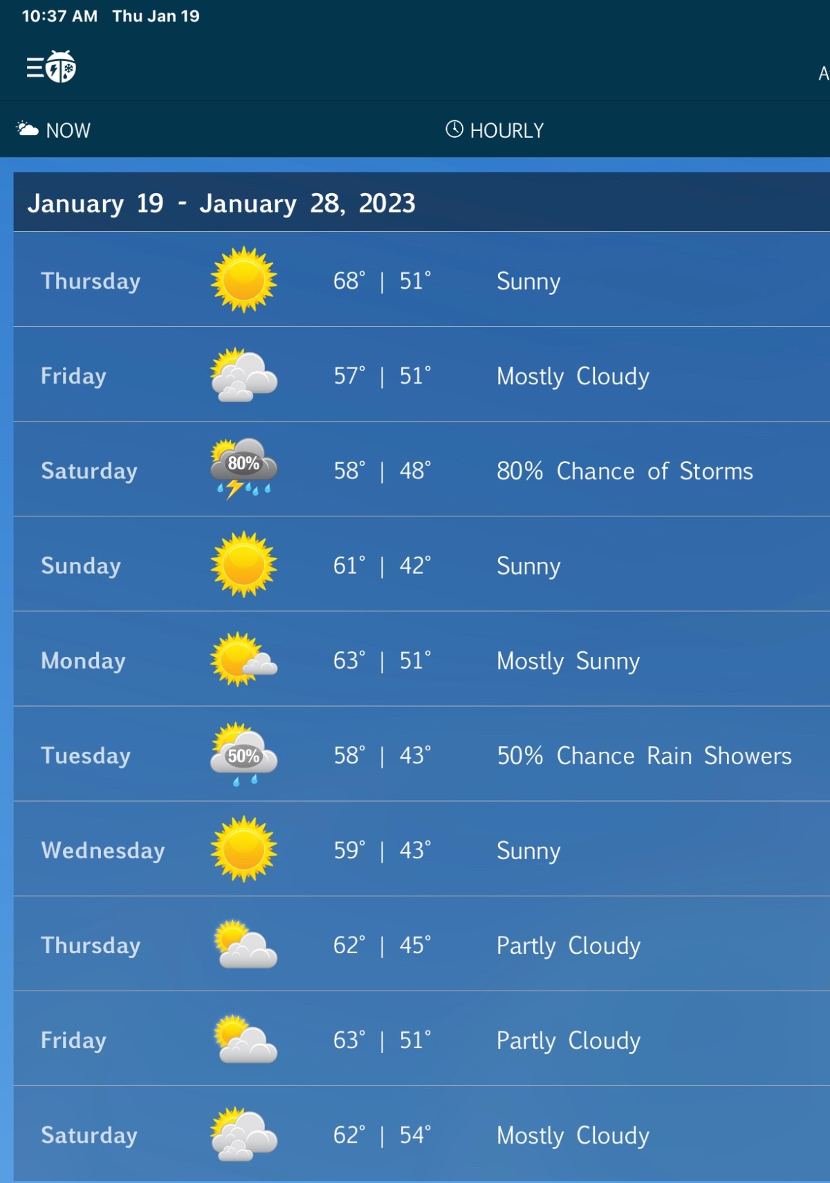 Nice weather for the next 10 days!